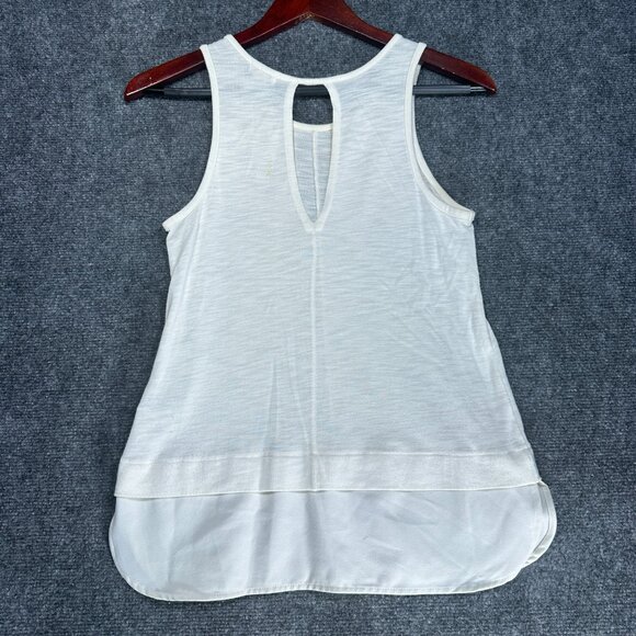 J Crew Top Womens XS Tank Keyhole Back Curved Hem Pullover Stretch Knit Ivory - Picture 6 of 7